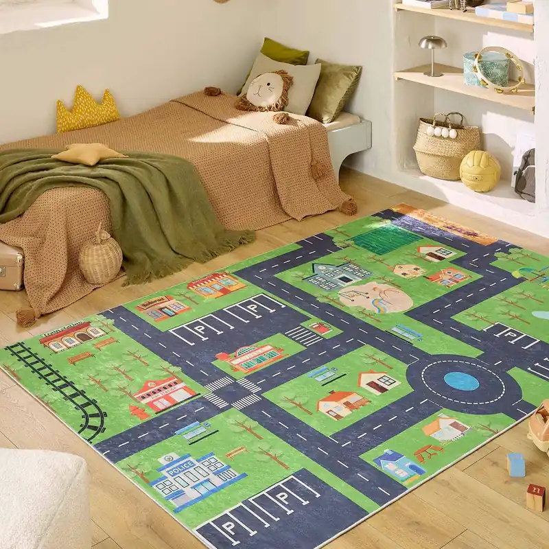Alfombra interior infantil impreso mini ciudad - Alfombras infantiles