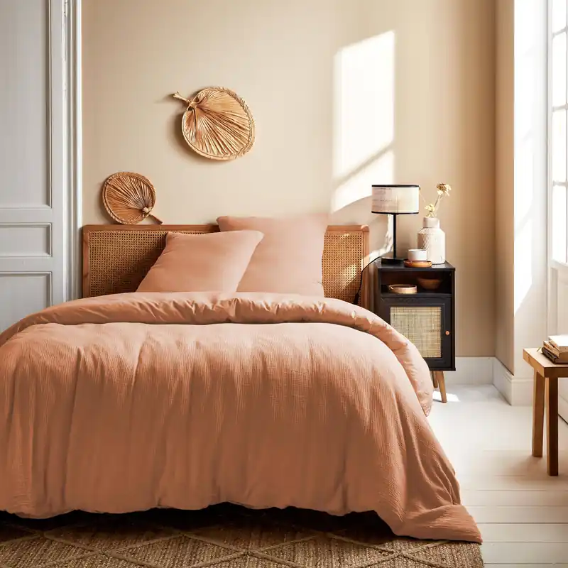 Ropa de funda nórdica de gasa de algodón melocotón - Ropa de cama