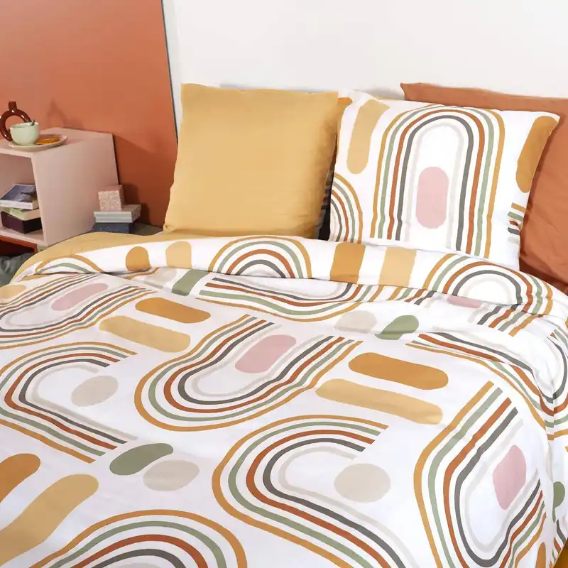 Ropa de cama de microfibra reversible naranja