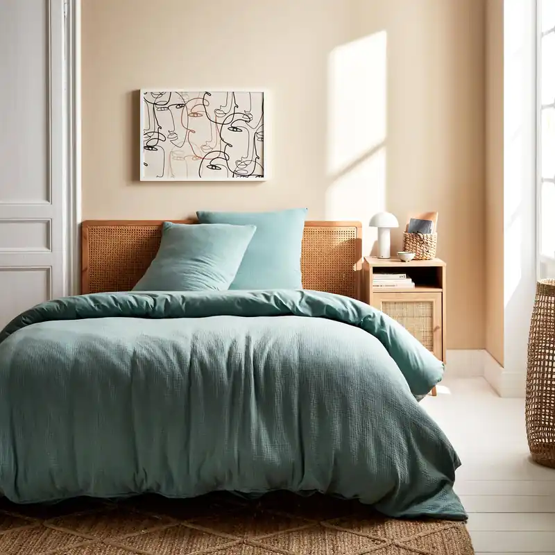 Ropa de cama de gasa y algodón verde