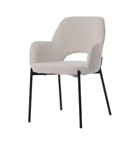 Silla Sora metal negro tela beige - Sillas