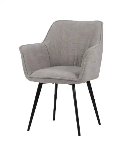 Silla Nora metal negro tela gris claro - Sillas