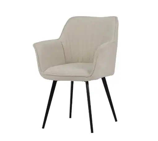 Silla Nora metal negro tela beige - Sillas