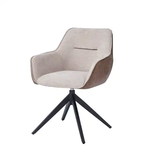 Silla Stella metal negro tela combinado marrón - Sillas