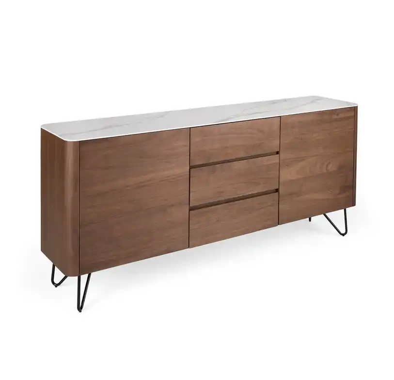 Aparador nogal marmol blanco Berno 180cm - Aparadores