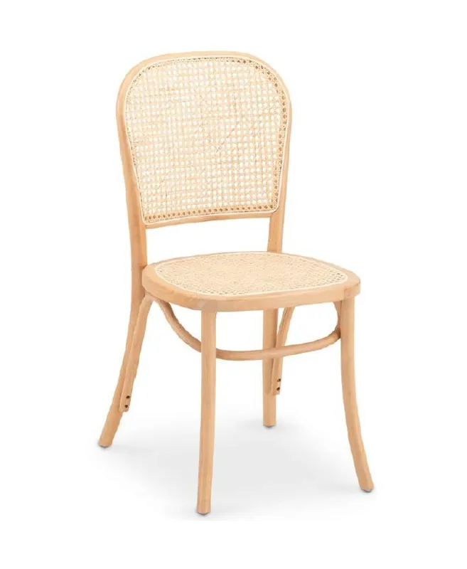 Silla Morgan madera natural asiento trenzado waterproof - Sillas madera