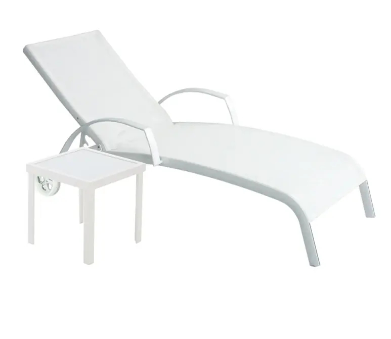 Tumbona aluminio textilene blanco Taha - Tumbonas aluminio