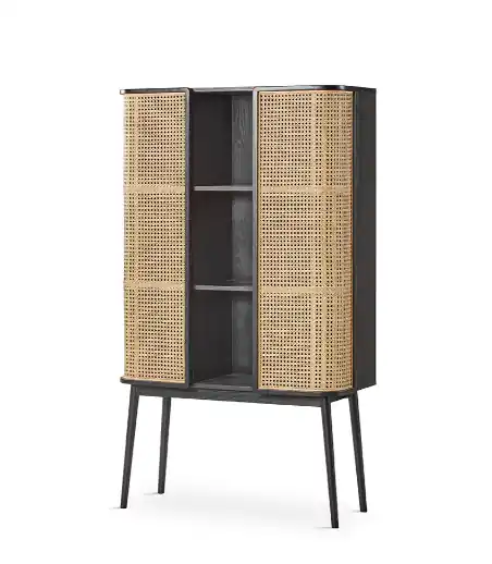 Mueble cubo Ligna madera ratán negro - Aparadores