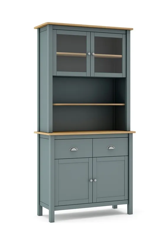 Buffet vitrina Misti madera verde kaki roble 180 cm - Mueble auxiliar cocina