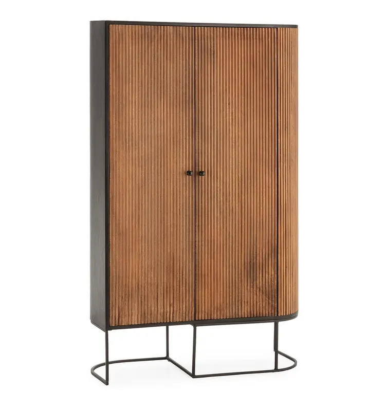 Aparador mueble auxiliar alto Curve madera de mango pata metal negro - Aparadores