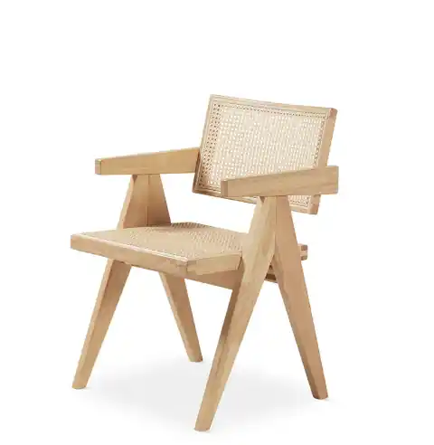 Silla Cala madera natural ratán blanco - Sillas