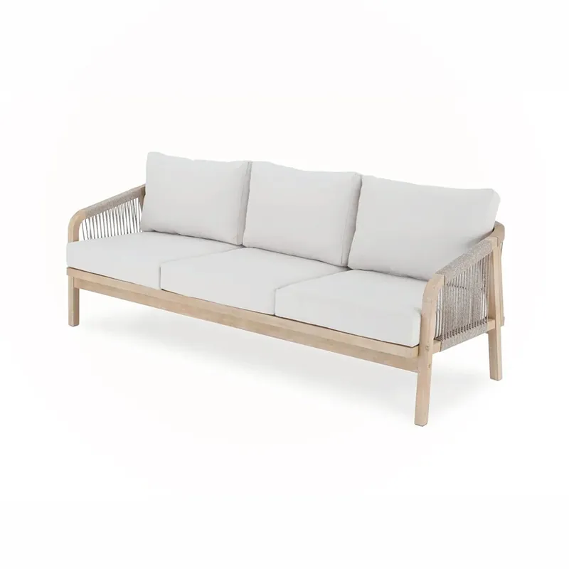 Sofa Eiger madera acacia cuerda 3 plazas - Sofas terraza