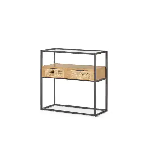 Consola Zoa metal madera natural 80cm - Consolas
