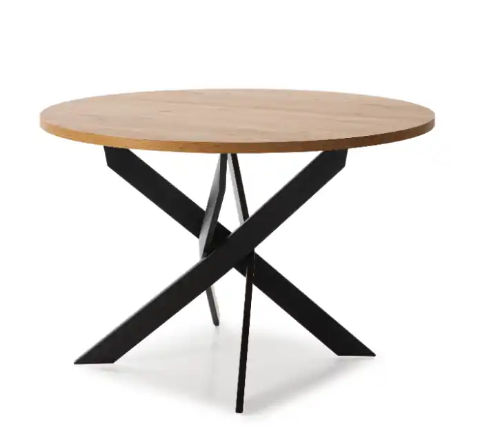 Mesa redonda Ther natural acero negro 120 cm - Mesas de comedor