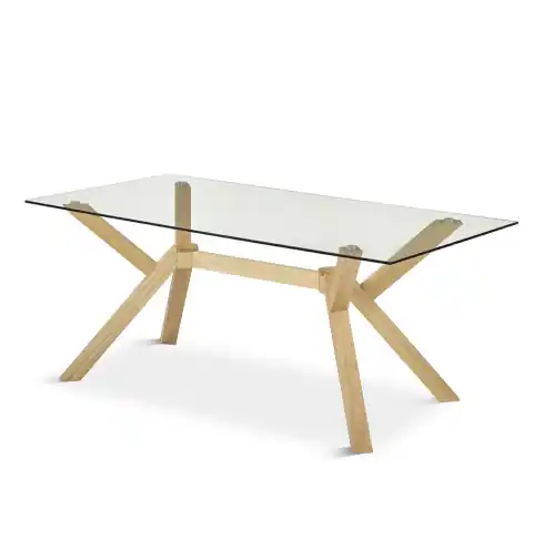 Mesa comedor Nuvira cristal madera natural 160cm - Mesas de comedor