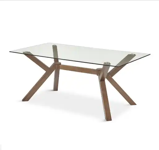 Mesa comedor Nuvira cristal madera nogal 180cm - Mesas de comedor