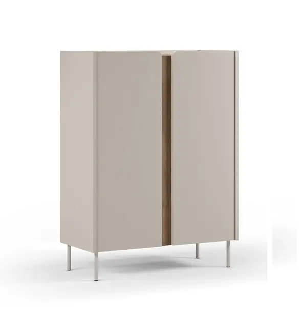 Aparador alto Lucile mueble auxiliar blanco crema roble - Aparadores