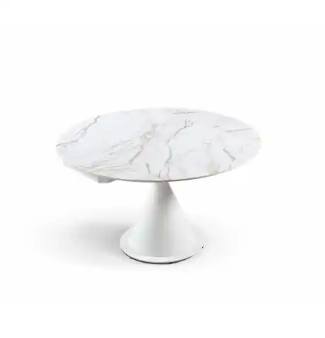 Mesa comedor Vetara porcelánico blanco metal blanco - Mesas de comedor