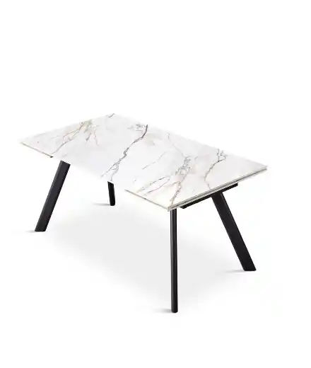 Mesa extensible comedor Nivora porcelánico blanco negro 140cm - Mesas de comedor