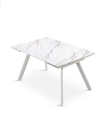 Mesa extensible comedor Nivora porcelánico blanco 160cm - Mesas de comedor