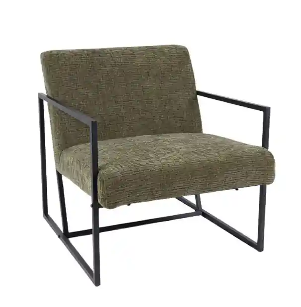 Butaca Zania tapizado verde metal negro - Butacas