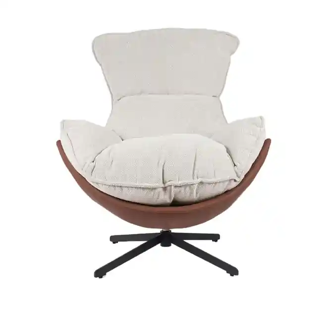 Sillón giratorio Brisa beige tapizado terracota - Sillones