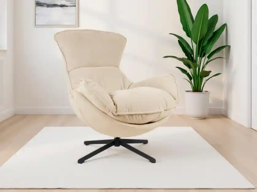 Sillón giratorio Brisa beige metal negro - Sillones