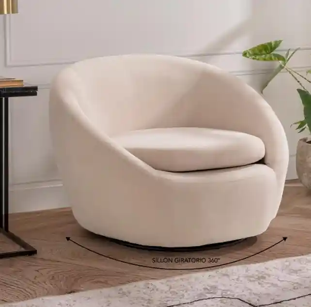 Sillón giratorio Orbit luxe terciopelo blanco - Sillones