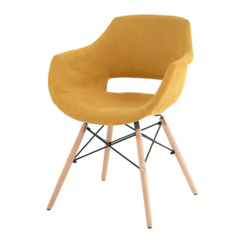 Silla nórdica Nadine tela diseño rombos en color mostaza - Sillas