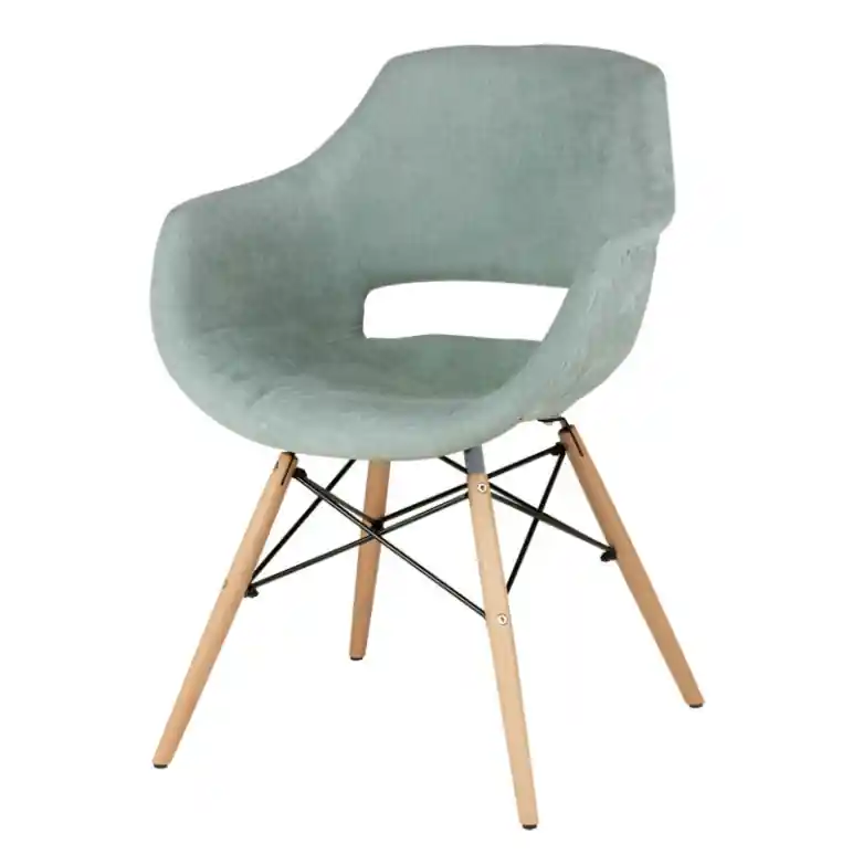 Silla nórdica Nadine tela diseño rombos en color menta - Sillones butacas divanes