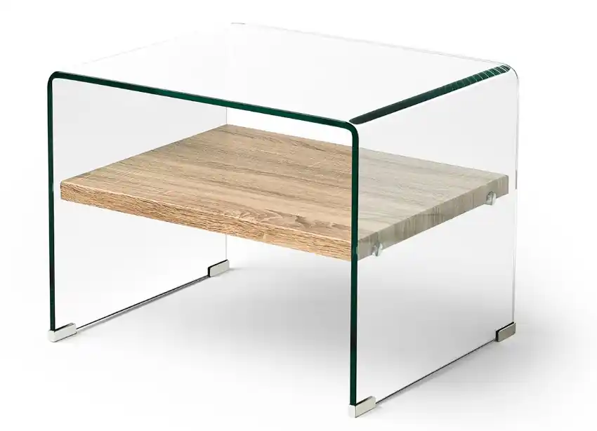 Mesa auxiliar sidney cristal balda madera 63×50 - Mesas de centro y auxiliares