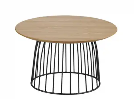 Mesa auxiliar roble acero negro 60×35 - Mesas de centro y auxiliares