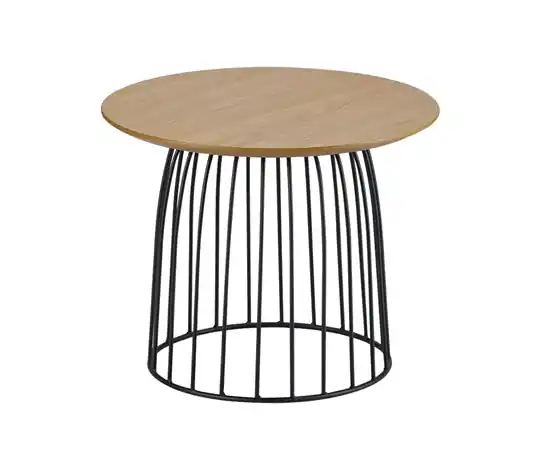 Mesa auxiliar roble acero negro 50×40 - Mesas de centro y auxiliares