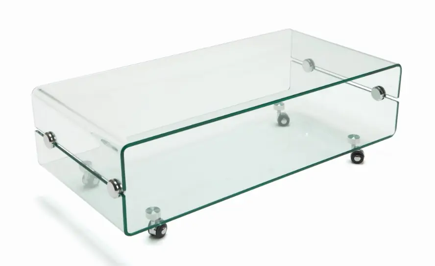 Mesa de centro de cristal con ruedas 100×50 - Mesas de centro y auxiliares