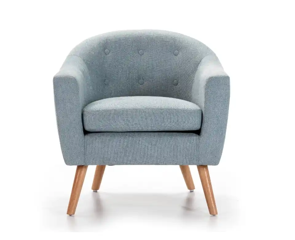 Butaca nordica botones tela azul - Sillones butacas divanes