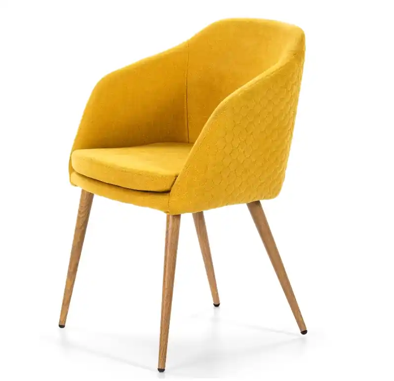 Silla nordica con brazos tela mostaza DC-511
