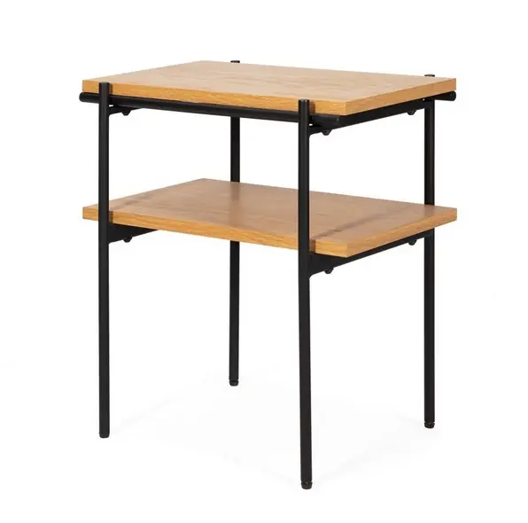 Mesa auxiliar roble acero negro 50×30 CT-190