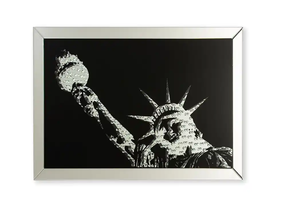 Cuadro espejo diamantes estatua libertad 120×80 E-971