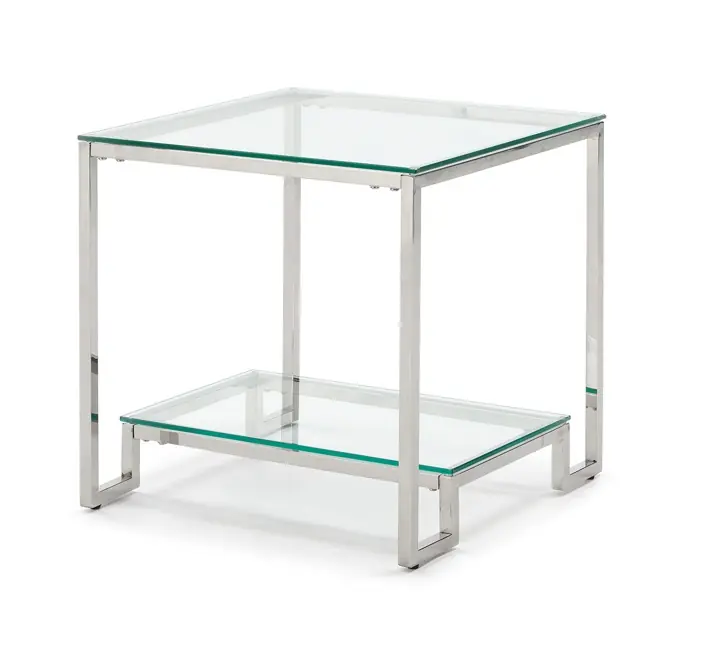 Mesa auxiliar acero inoxidable cristal 55×55 M-16