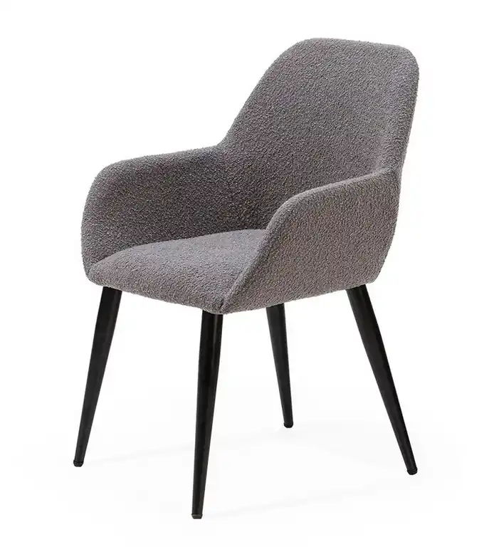Silla tela borreguito gris patas negro DC-623