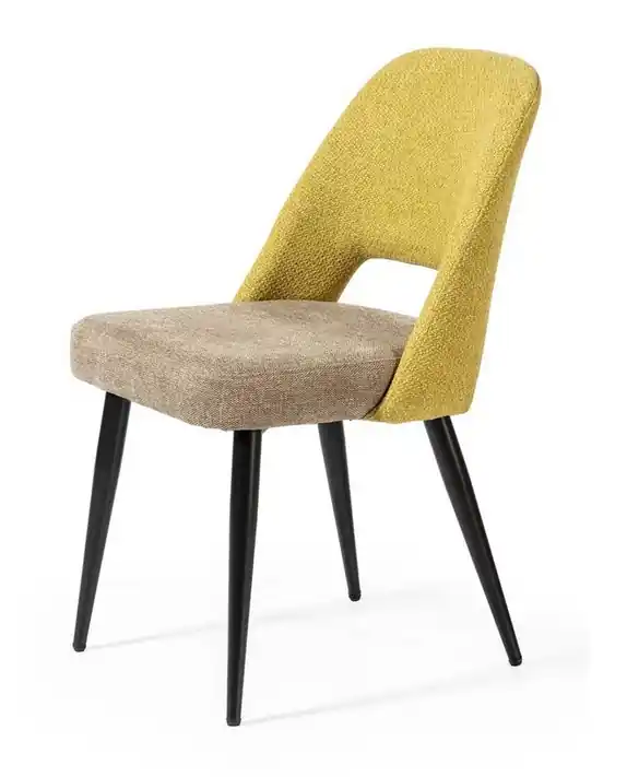 Silla tela oliva combinada beige pata acero negro DC-624