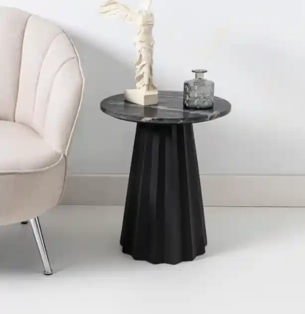 Mesa auxiliar Noctua mármol negro 50x42x42 - Mesas de centro y auxiliares