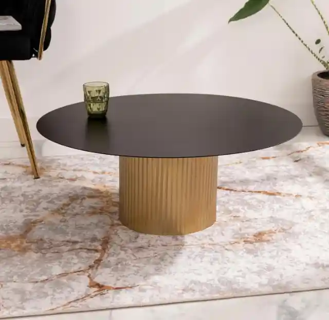 Mesa de centro Golden Eclipse metal dorado 80x80x32 - Mesas de centro y auxiliares