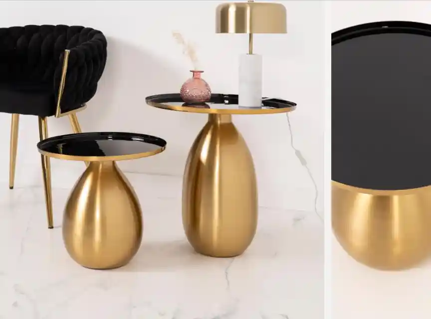 Mesa auxiliar Golden Drop metal esmaltado 40×50 - Mesas de centro y auxiliares