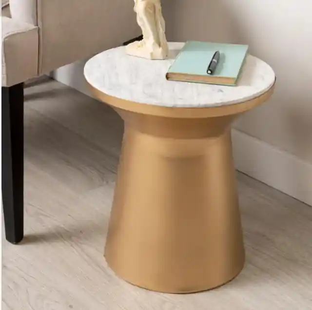 Mesa auxiliar Bruma metal mármol 36x41x36 - Mesas de centro y auxiliares