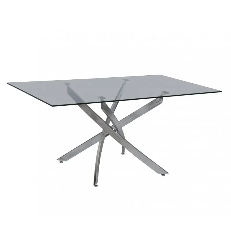 Mesa Cristina acero cromado cristal transparente 150×90 - Mesas de comedor