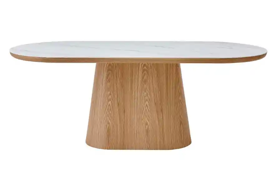 Mesa de comedor Oval Luxe porcelánico roble 200x90x75 - Mesas de comedor