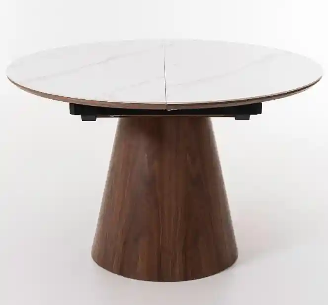 Mesa de comedor Gaia porcelánico nogal 120×120 - Mesas de comedor
