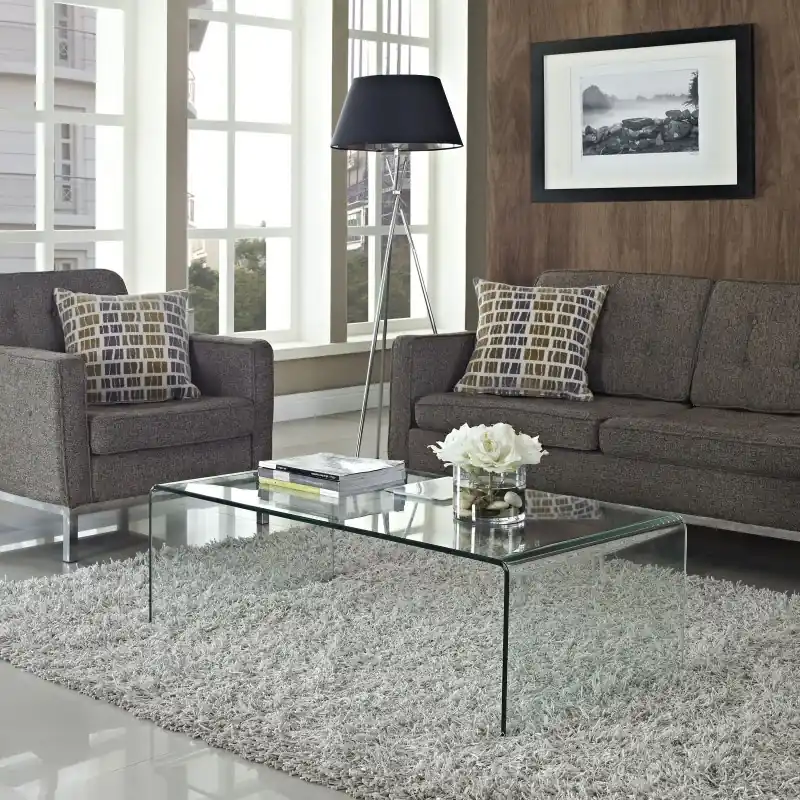 Mesa de centro cristal curvado 100×48 cm - Mesas de centro y auxiliares