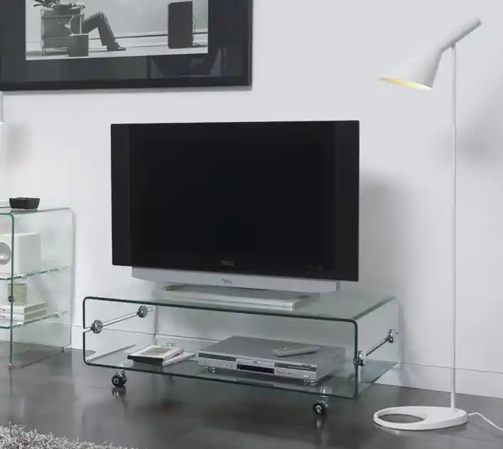Mesa TV cristal con ruedas 120×60 CT-220